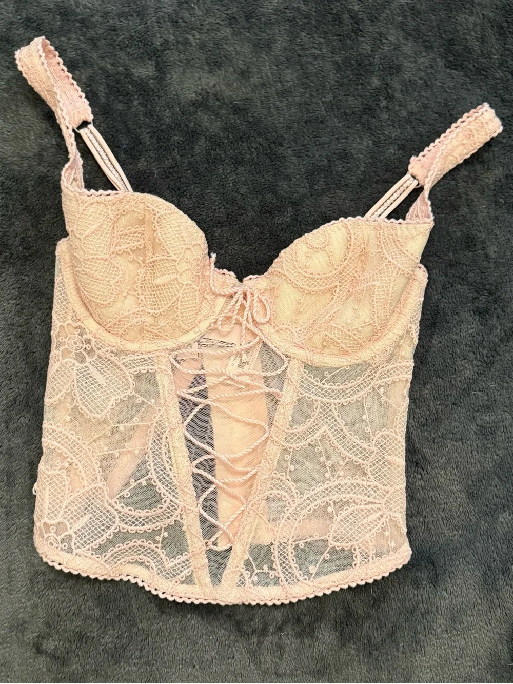Victoria Secret Lace-Up Bustier Corset in Blush Pink